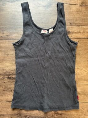 Levi's Black Ribbed Tank Top - Scoop Neck
